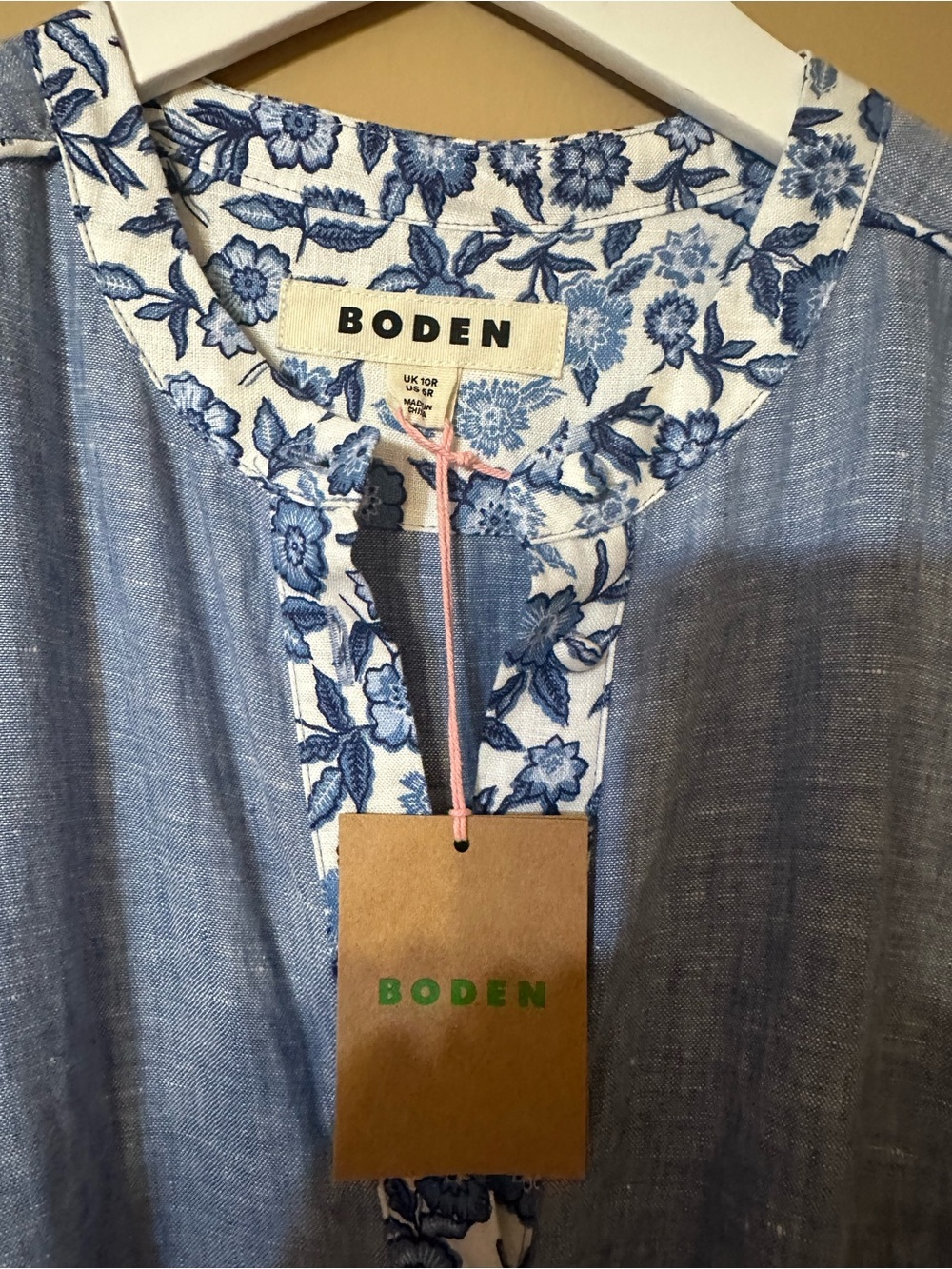 Boden Alba Linen Maxi Dress Light Blue Tiered Long Dress with Floral Trim - Picture 6 of 8